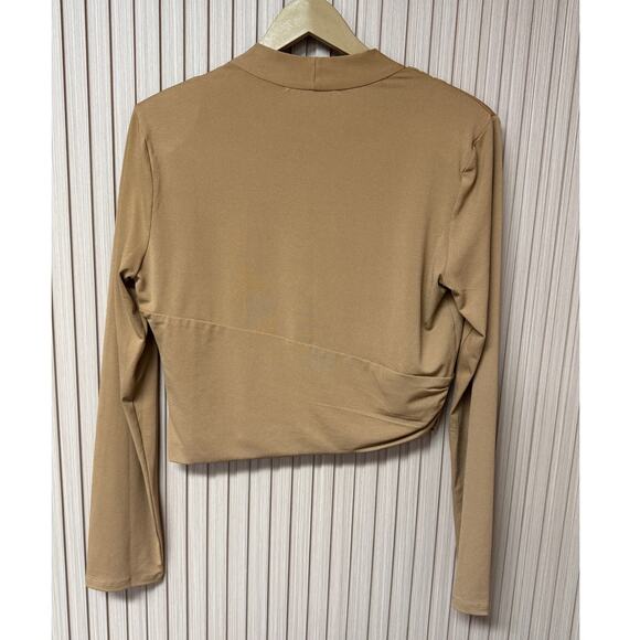 ASTR The Label Shawl Collar Wrap Top Women's Taupe size XL - Picture 2 of 9